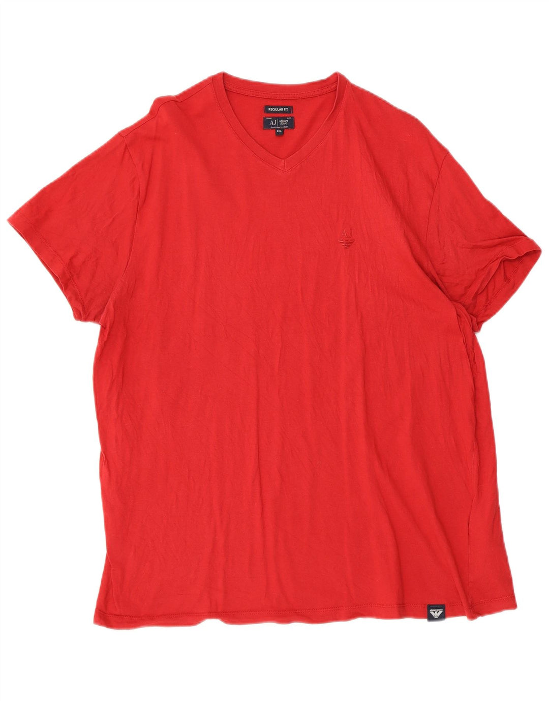 ARMANI JEANS T-Shirt Coupe Régulière Femme UK 22 3XL Rouge Coton
