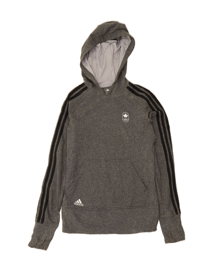 ADIDAS Womens Canada Graphic Hoodie Jumper UK 10 Small Grey Polyester Vintage Adidas and Second-Hand Adidas from Messina Hembry 