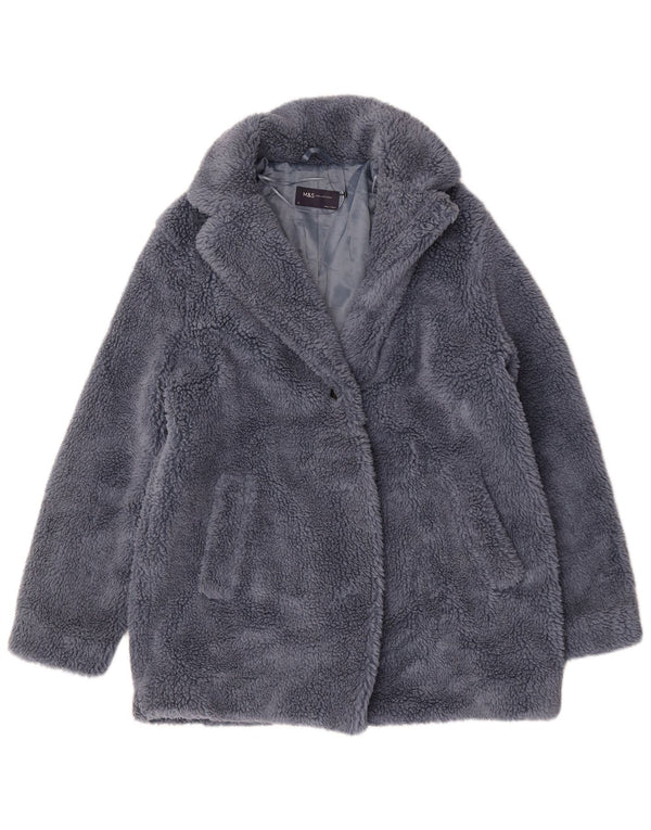 Marks & Spencer Manteau surdimensionné en fausse fourrure pour femme UK 12 Gris moyen