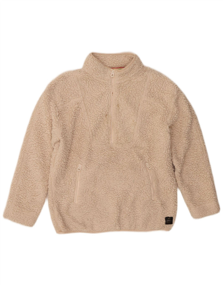 Joules Pull polaire surdimensionné à col zippé pour femme UK 8 Small Beige Polyester