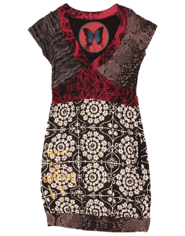 Desigual Robe fourreau graphique pour femme UK 12 Medium Multicolore Floral