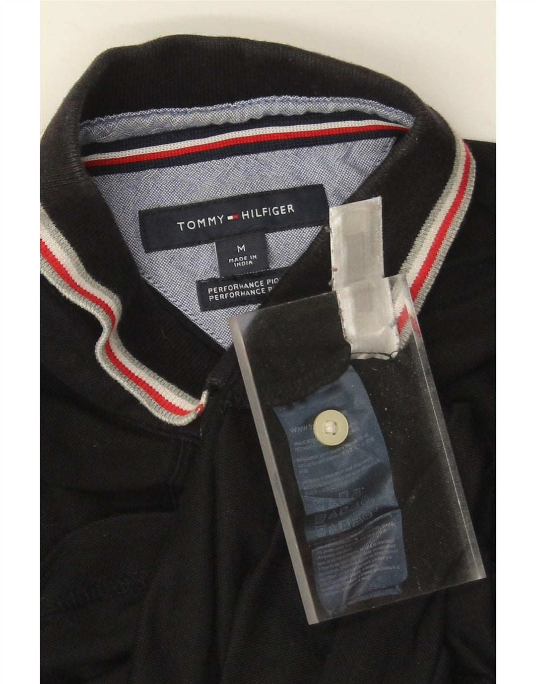 TOMMY HILFIGER Mens Polo Shirt Medium Black Cotton