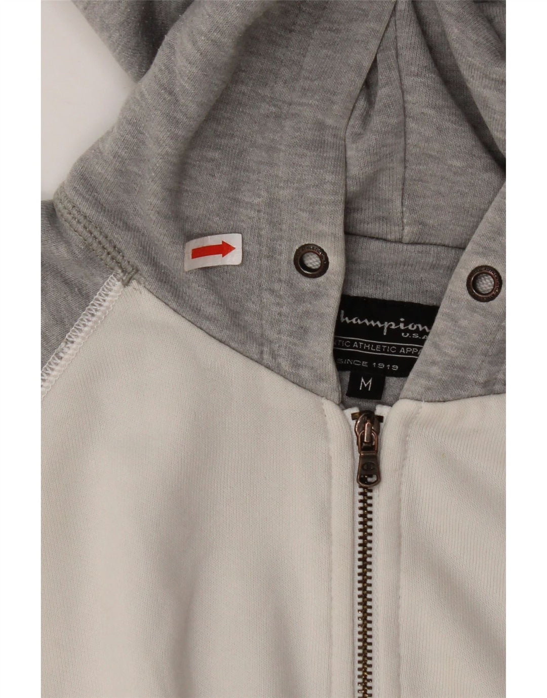 CHAMPION Pull à capuche zippé pour femme UK 14 Coton color block blanc moyen