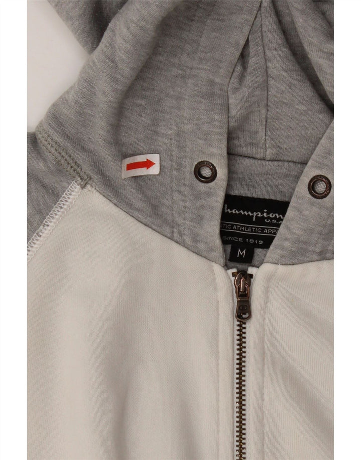 CHAMPION Pull à capuche zippé pour femme UK 14 Coton color block blanc moyen