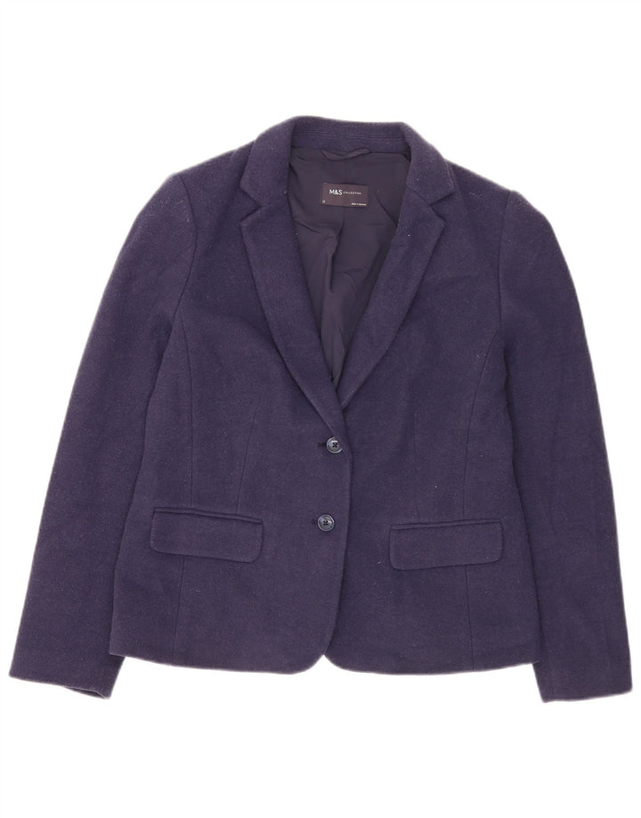 Marks & Spencer Veste blazer à 2 boutons pour femme UK 12 Bleu marine moyen