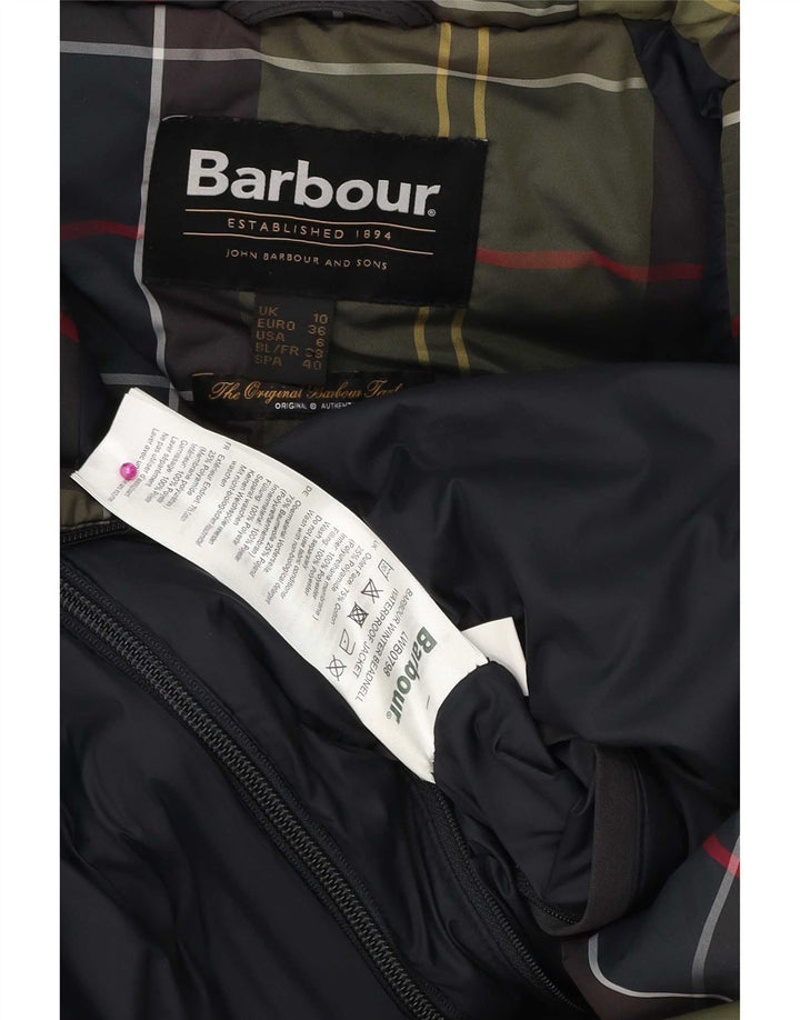Barbour Veste Parka surdimensionnée à capuche pour femme UK 10 Petit coton gris