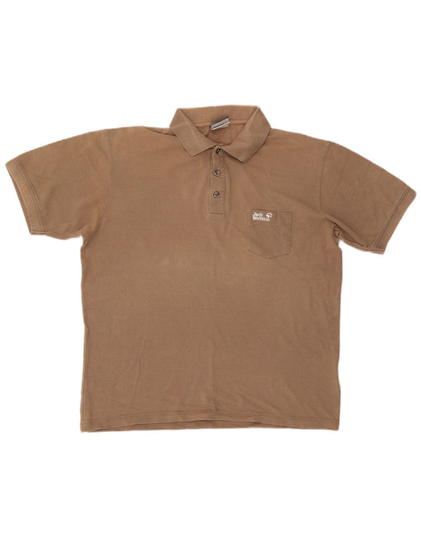 Jack Wolfskin Mens Polo Shirt UK 40/42 Large Beige Cotton