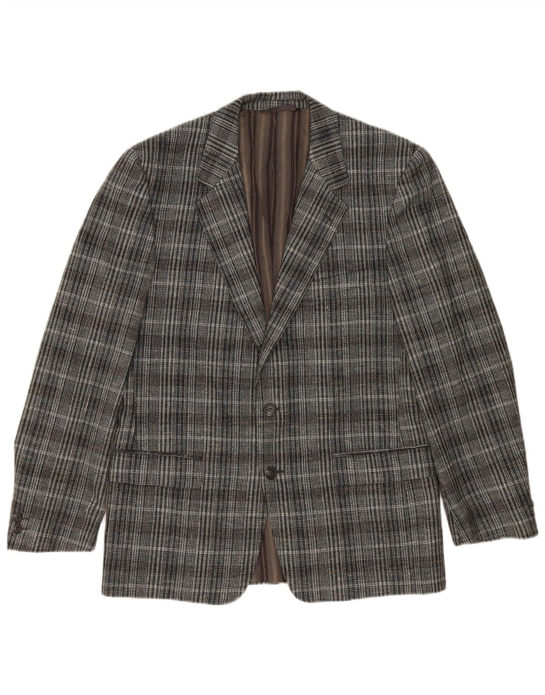 vintage Homme 2 Bouton Blazer Veste UK 38 Gris Moyen Check