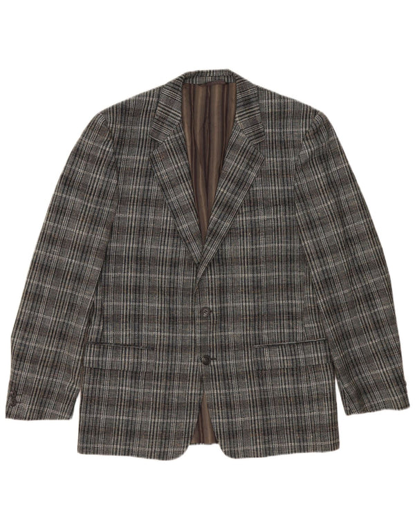 vintage Homme 2 Bouton Blazer Veste UK 38 Gris Moyen Check