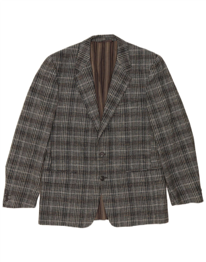 vintage Homme 2 Bouton Blazer Veste UK 38 Gris Moyen Check
