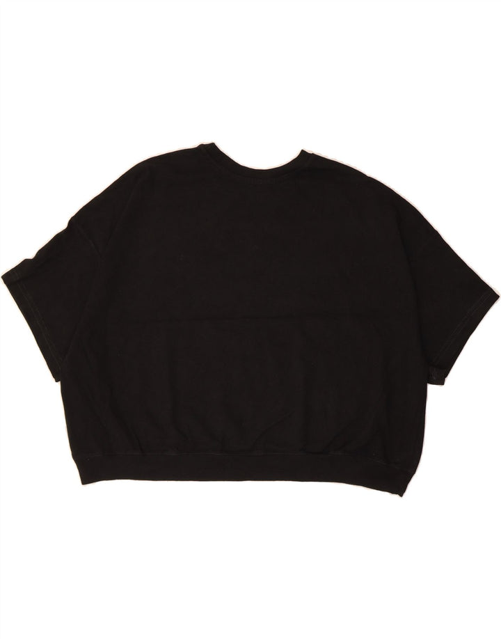 CHAMPION Womens Oversized Crop Sweatshirt Jumper UK 16 Large Black Vintage Champion and Second-Hand Champion from Messina Hembry 