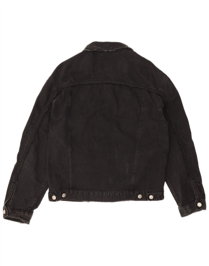 ZARA Veste en jean vieilli pour homme UK 36 Petit coton noir