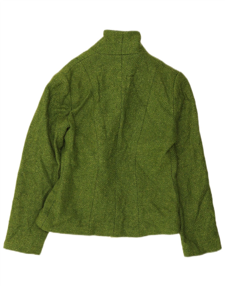 vintage Femme Front Tie Blazer Veste IT 42 Laine Vert Moyen
