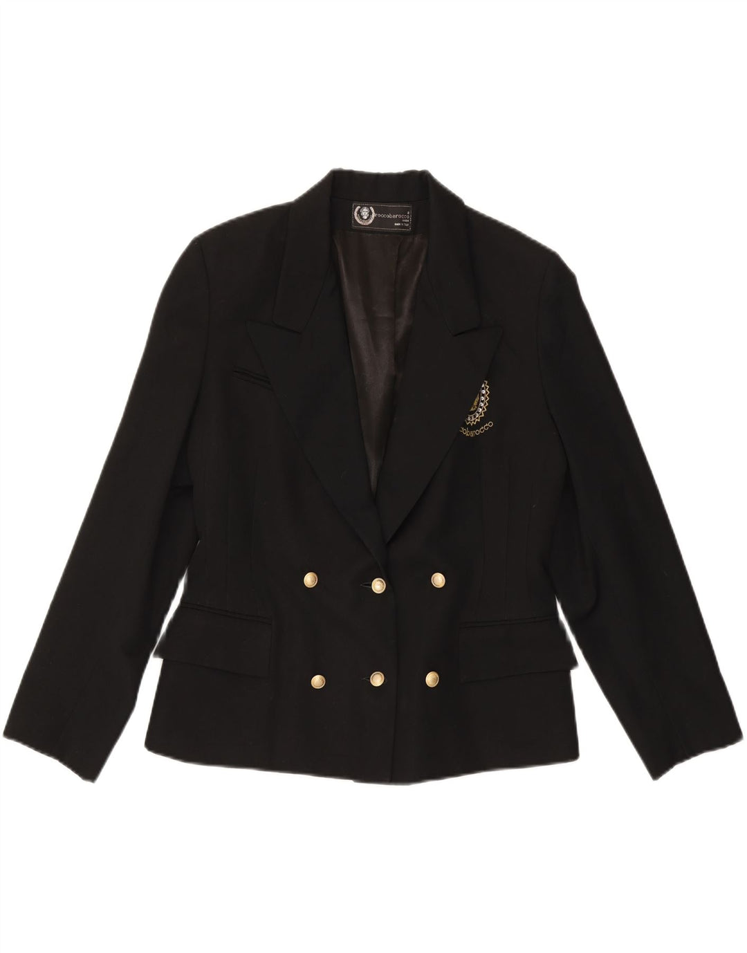 ROCCOBAROCCO Veste blazer double boutonnage pour femme UK 14 Noir moyen