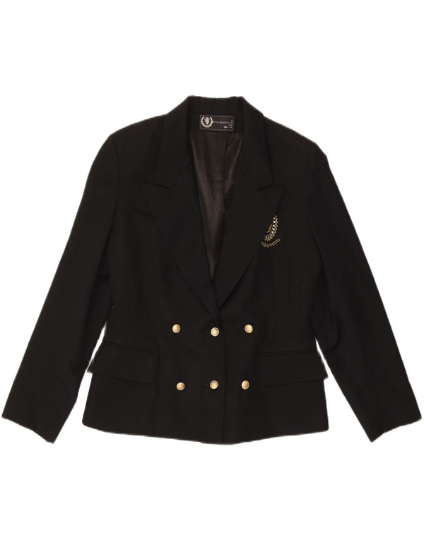 ROCCOBAROCCO Veste blazer double boutonnage pour femme UK 14 Noir moyen