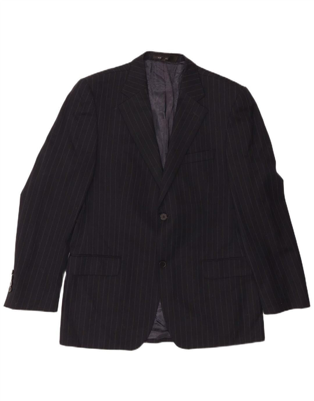 Zara Veste blazer à 2 boutons pour homme EU 50 en laine à fines rayures noires moyennes