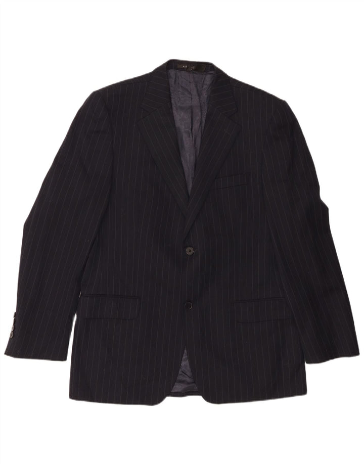 Zara Veste blazer à 2 boutons pour homme EU 50 en laine à fines rayures noires moyennes
