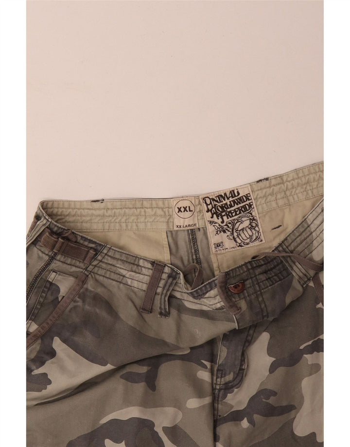 ANIMAL Short Cargo Homme 2XL W42 Kaki Camouflage Coton