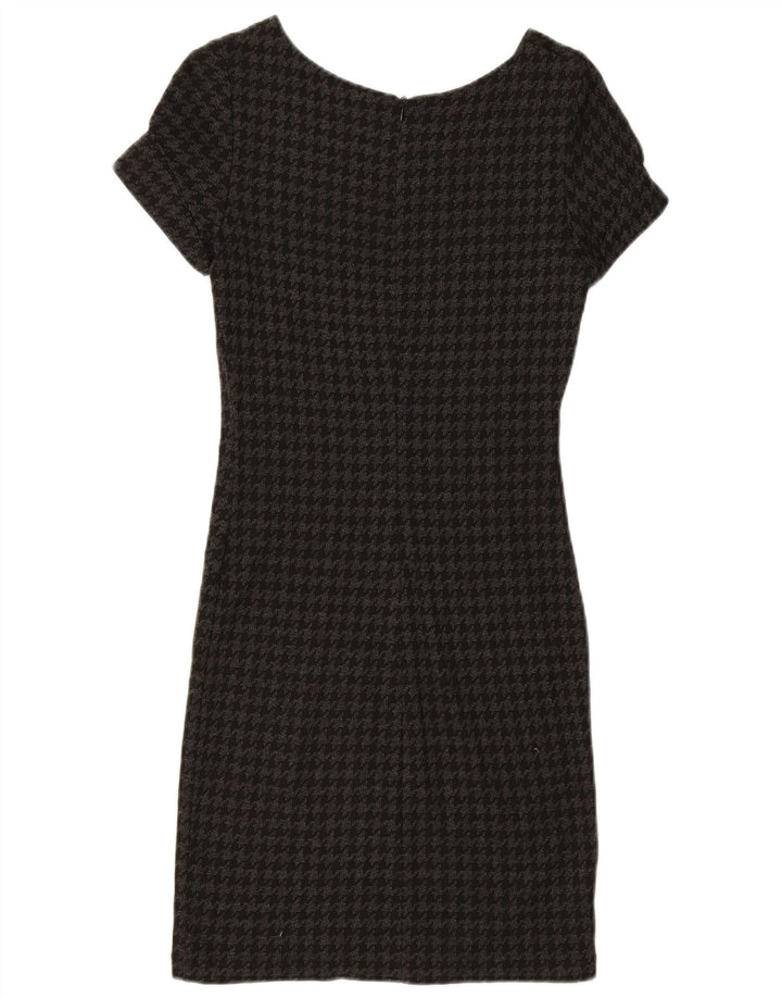 ZARA Womens Sheath Dress UK 10 Small Grey Houndstooth