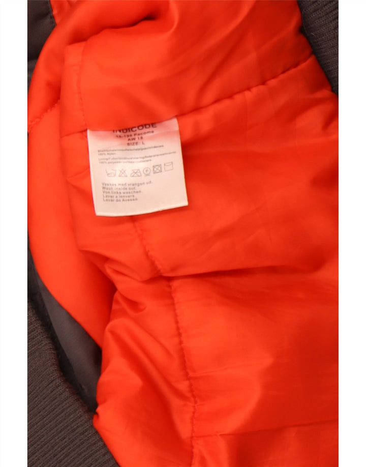 INDIGO Veste bomber à capuche pour homme UK 40 Large Gris Nylon