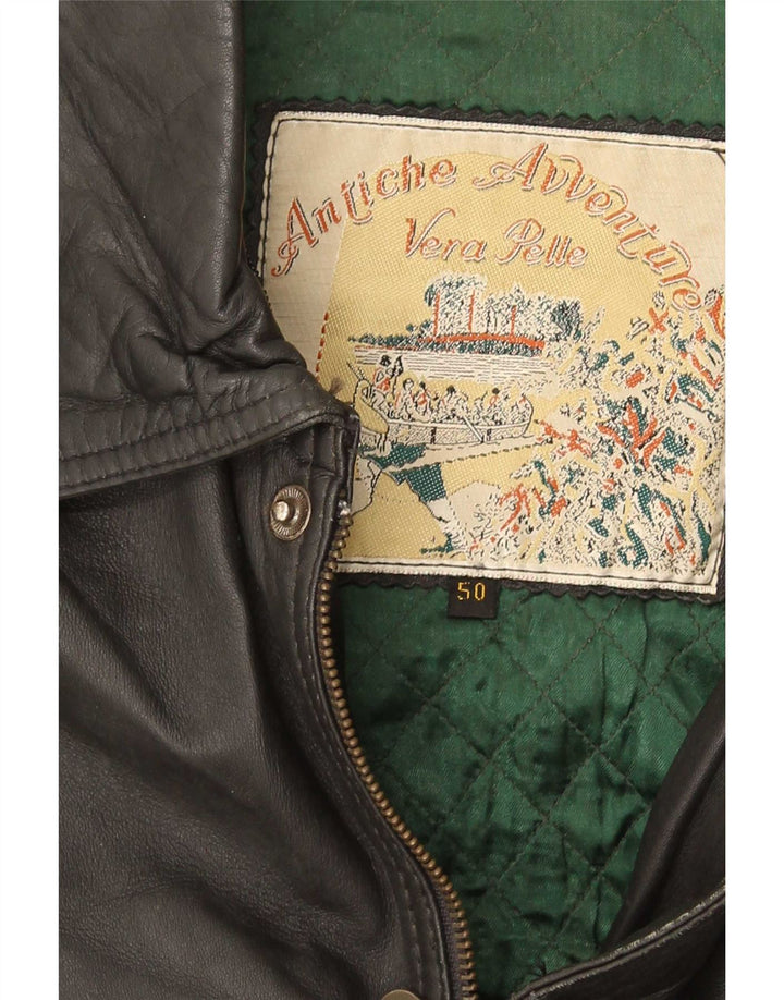 veste en cuir homme vintage IT 50 Grand cuir noir