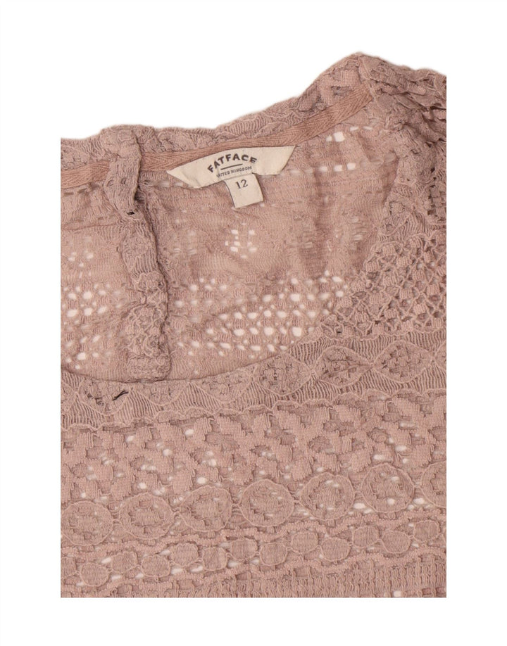 Fat Face Chemisier au crochet pour femme en coton beige moyen UK 12