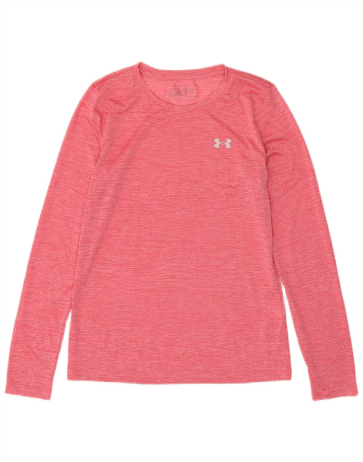 UNDER ARMOUR Haut Heat Gear à manches longues pour femme UK 10 Petit Rose Moucheté