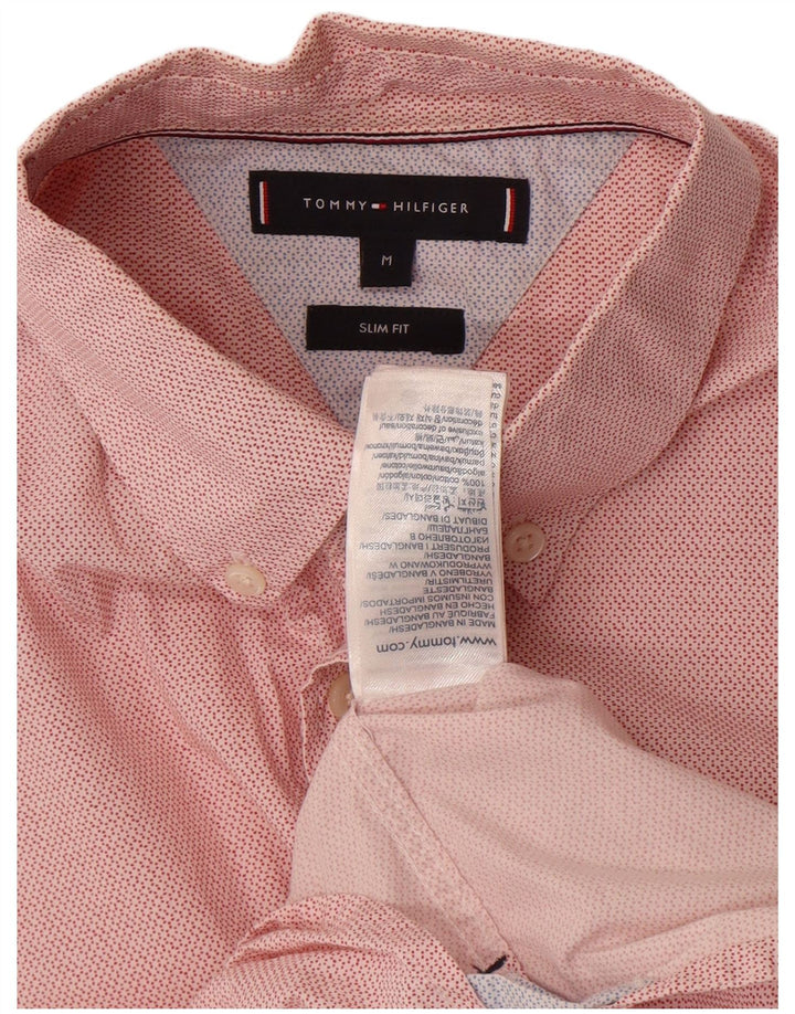 Tommy Hilfiger Chemise Slim à Manches Courtes Homme Rouge Moyen Coton à Pois