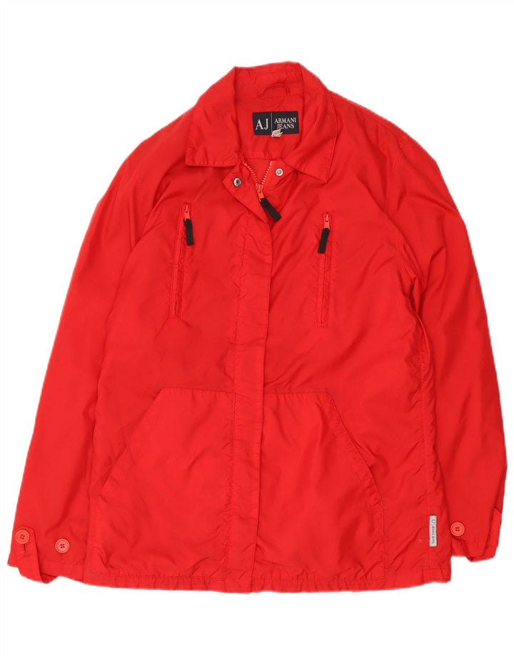 Armani Jeans Veste coupe-vent pour femme UK 12 Medium Rouge Polyamide
