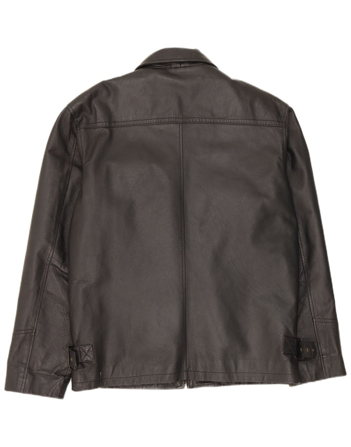 Veste en cuir homme vintage IT 48 Cuir noir moyen