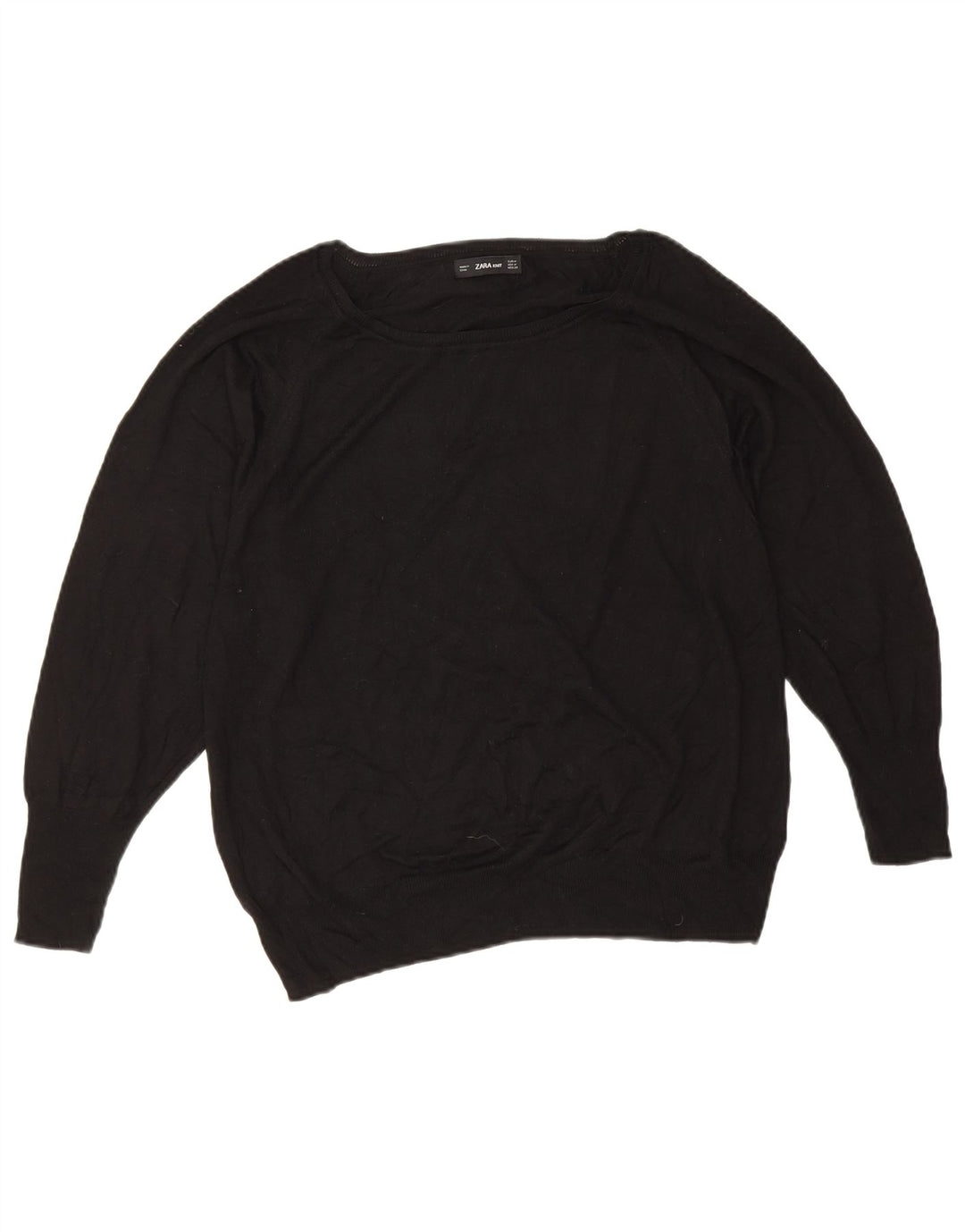 Zara Pull surdimensionné à col bateau pour femme UK 14 Noir moyen
