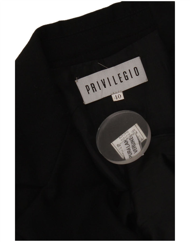 Privilegio Veste Blazer 3 Boutons Femme IT 40 Petite Laine Vierge Noire