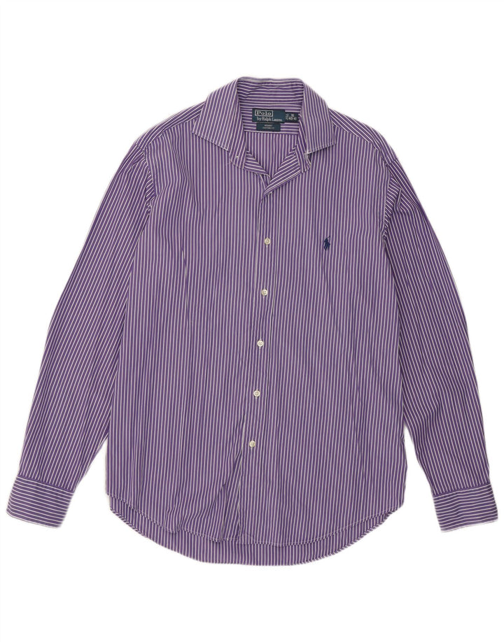 Polo Ralph Lauren Chemise Regent Homme Taille 16 Grand Coton Rayé Violet