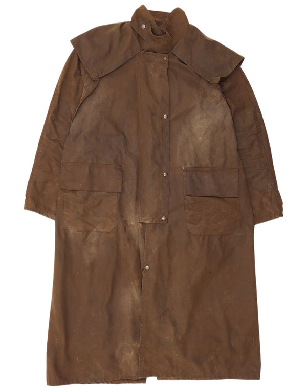vintage Mens Ciré Coton Pardessus UK 40 Grand Brun