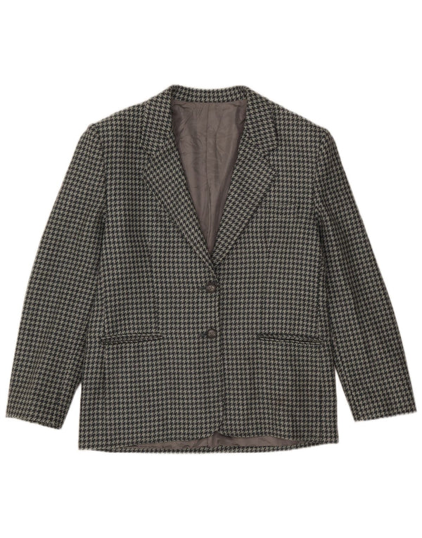 vintage Femme 2 Bouton Blazer Veste IT 46 Grand Pied-de-Poule Gris