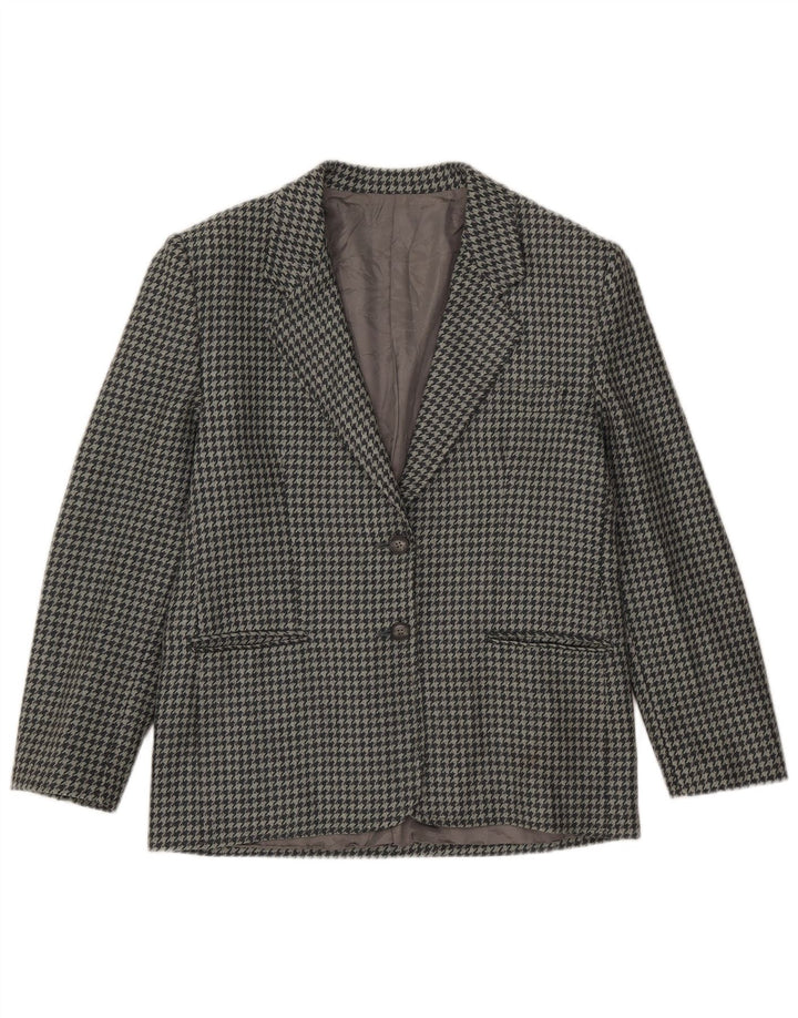 vintage Femme 2 Bouton Blazer Veste IT 46 Grand Pied-de-Poule Gris