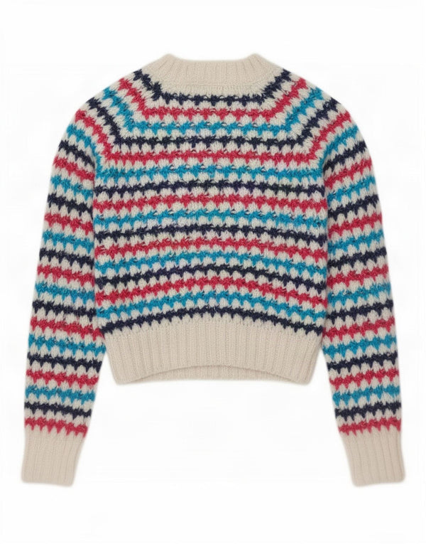 Zara Pull ras du cou pour femme UK 10 Petit rayé multicolore