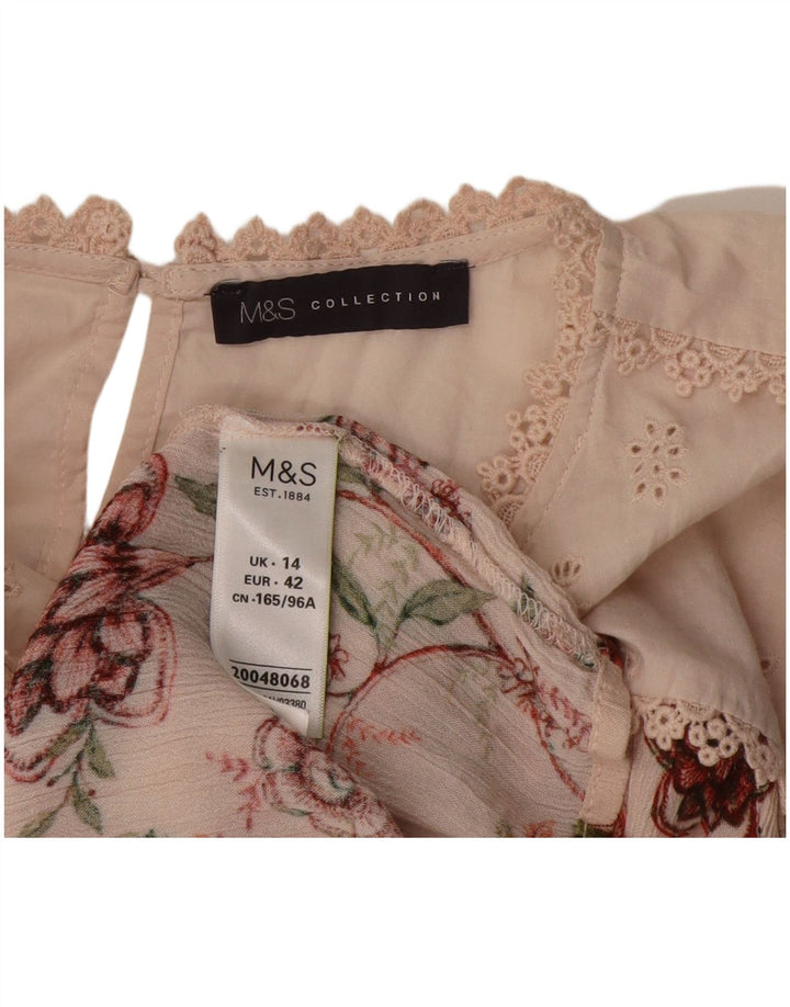 Marks & Spencer Chemisier pour femme UK 44 en viscose florale rose moyen