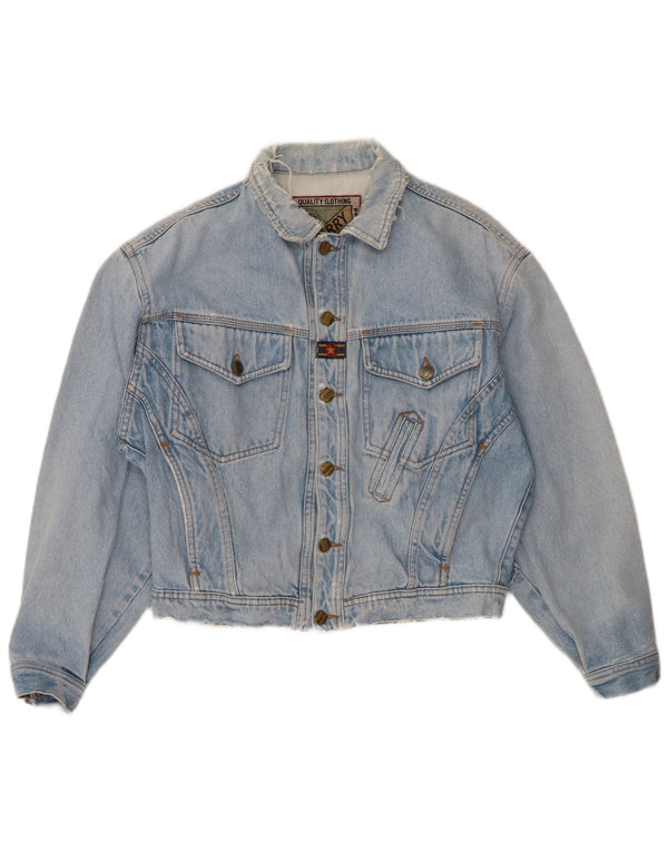 QUARRY Veste en jean surdimensionnée pour femme UK 10 Petit coton bleu