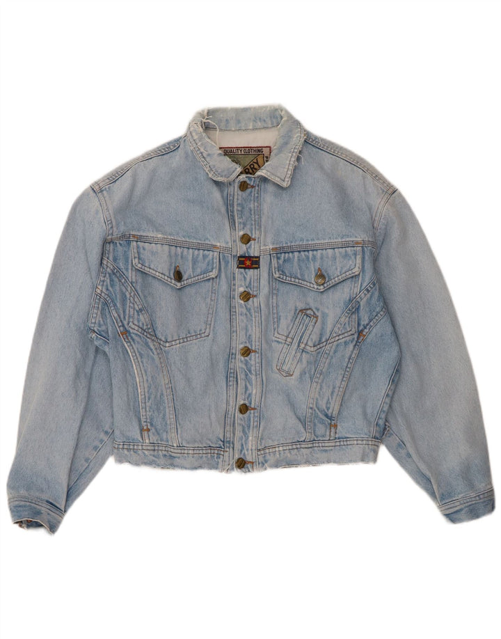 QUARRY Veste en jean surdimensionnée pour femme UK 10 Petit coton bleu