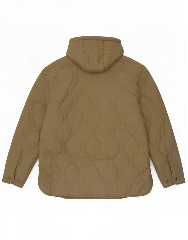 Zara Veste matelassée surdimensionnée à capuche pour femme UK 14 Medium Kaki Polyester