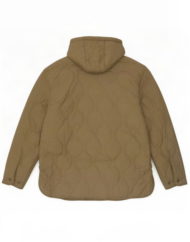 Zara Veste matelassée surdimensionnée à capuche pour femme UK 14 Medium Kaki Polyester