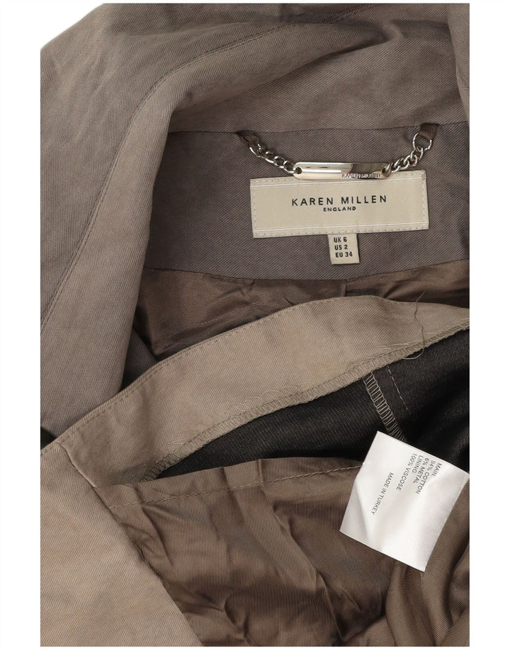 KAREN MILLEN Trench Femme UK 6 XS Gris Coton