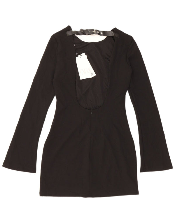 Zara Womens Long Sleeve Sheath Dress UK 12 Medium Black Polyester