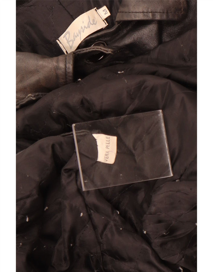 Bayside Manteau en cuir pour femme UK 12 Cuir noir moyen