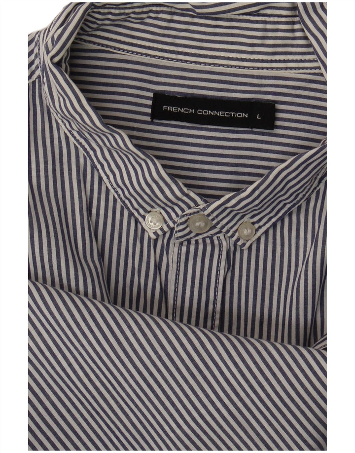French Connection Chemise Homme Grandes Rayures Bleu Marine