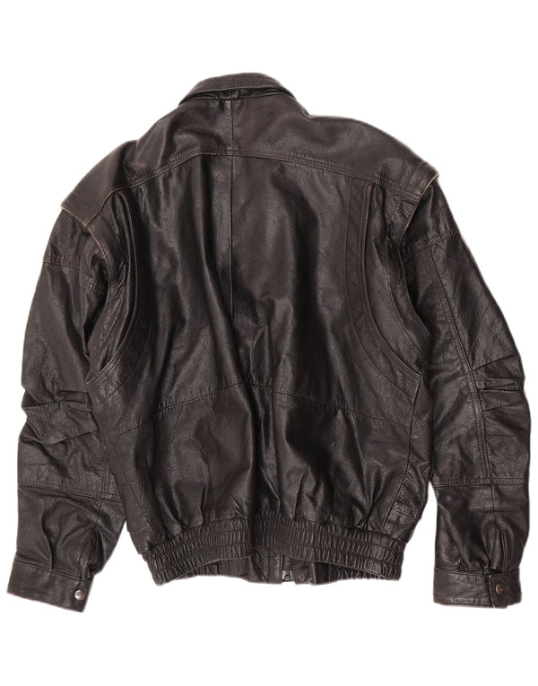C&A Veste en cuir bomber pour homme UK 40 Grand cuir noir