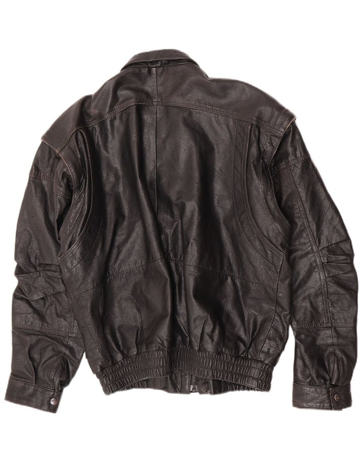 C&A Veste en cuir bomber pour homme UK 40 Grand cuir noir