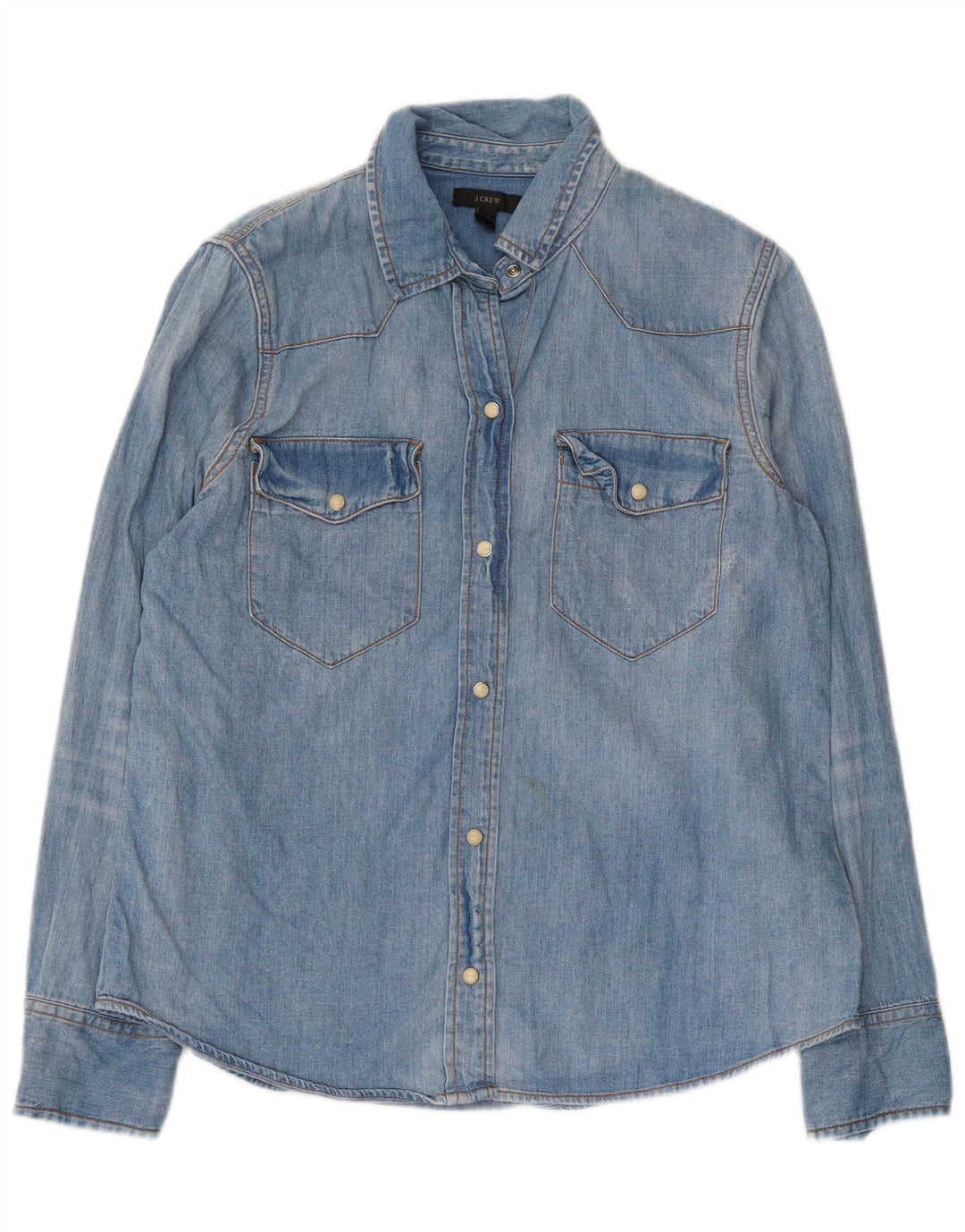 J. Crew Chemise en jean pour femme US 12 Large Bleu Coton