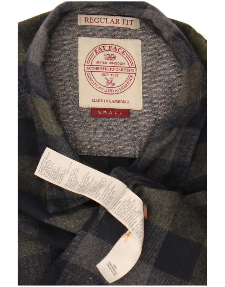 Fat Face Chemise Regular Fit en Flanelle pour Homme en Coton Vichy Bleu Marine Petit